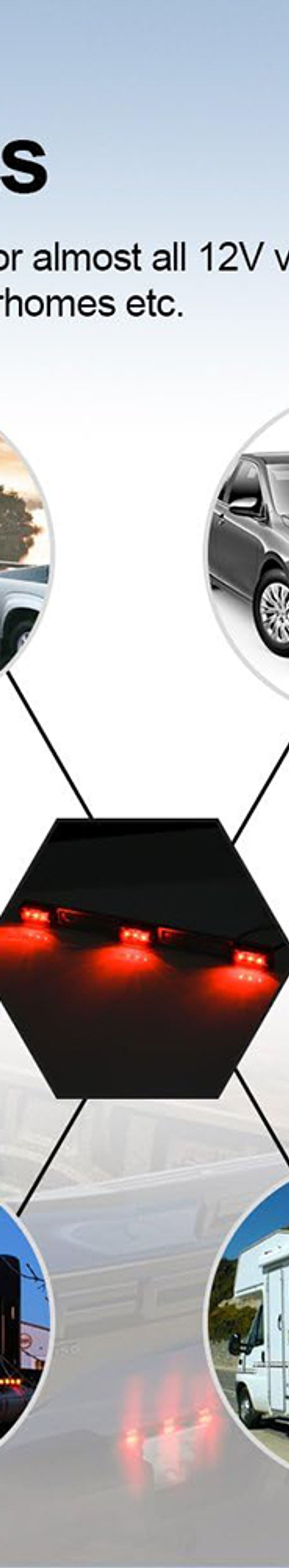 Thumbnail: 12LED Car Taillights DRL LED Bar Red Brake Turn Signal Lights Roof Ceiling Side