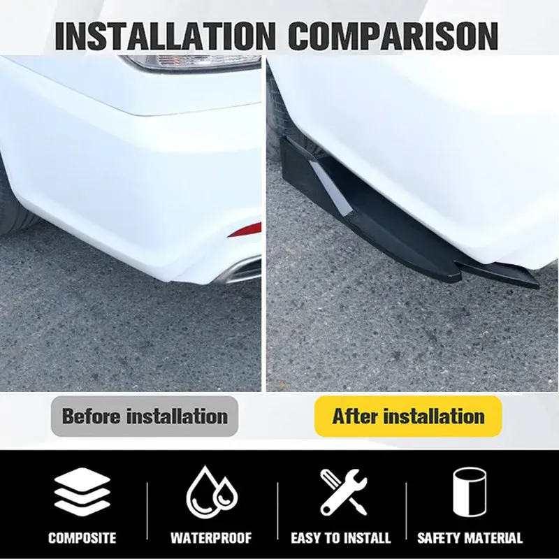 Thumbnail: Pair Universal Car Rear Bumper Spoiler Lip Carbon Fiber Wing Trim Protection Ant