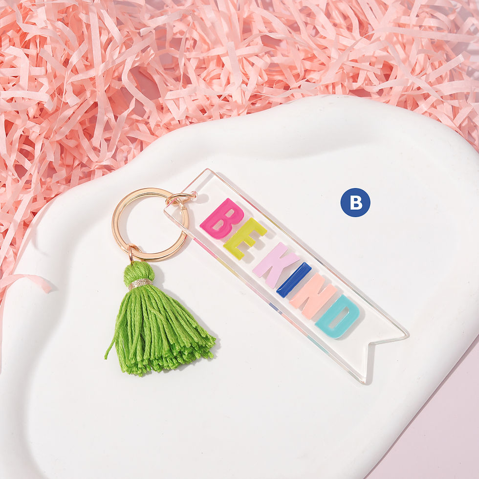 Thumbnail: Simple long letter tassel keychain, car hotel key pendant, Mother's Day gift