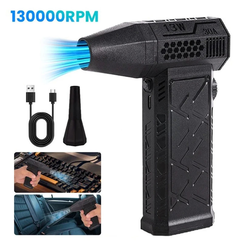 Thumbnail: 130000 RPM Brushless Motor Portable Turbo Fan Cordless Handheld Blower USB Recha