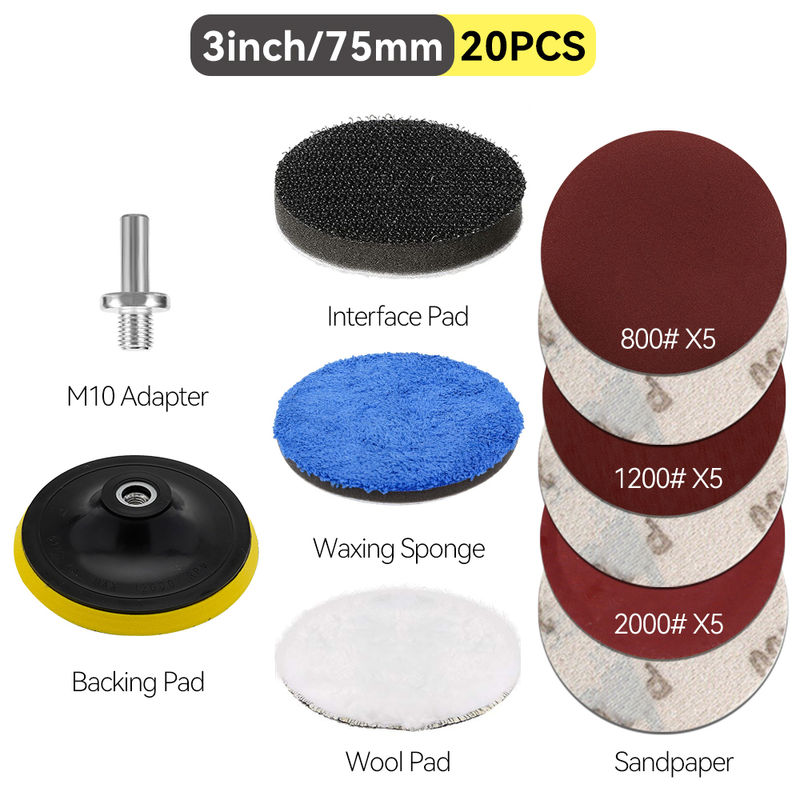 Thumbnail: Auto Lights Restoration Kit Waxing Sponge Sandpaper Sanding Discs Interface Pad