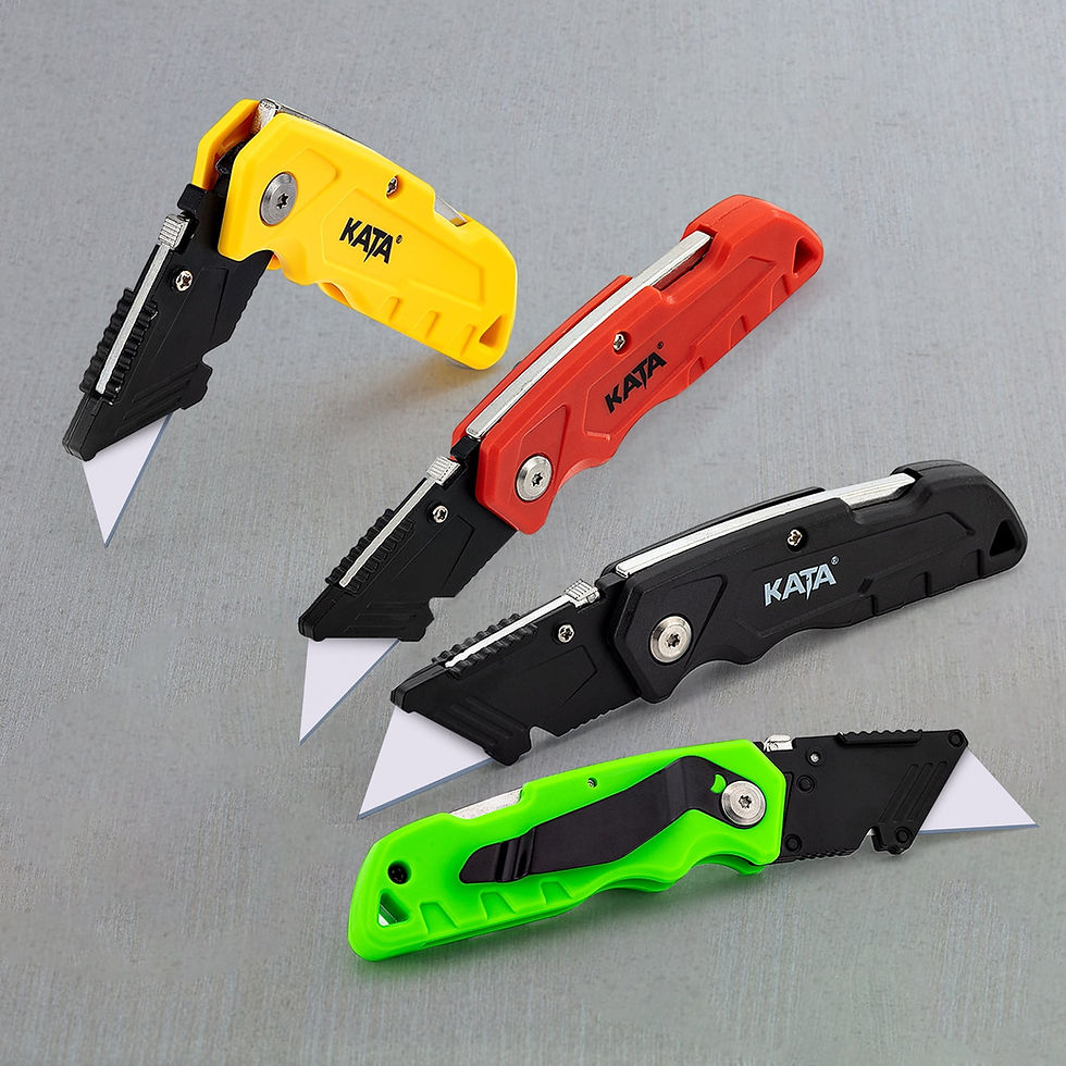 Thumbnail: KATA 4-PACK Folding Utility Knife, Box Cutter with Belt Clip, 20pcs SK5 Qui..