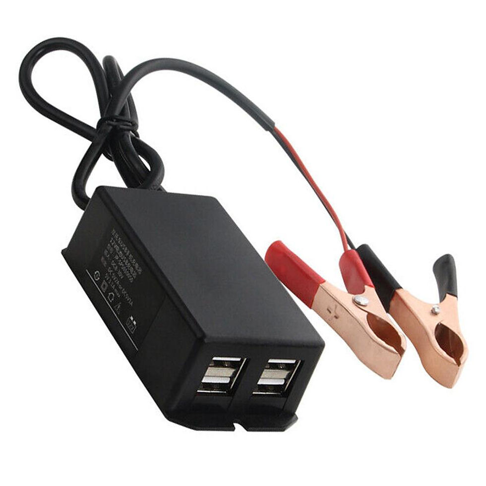 Thumbnail: Car Motorcycle USB Hub Charging Station For Phone DC Converter With Battery Clip