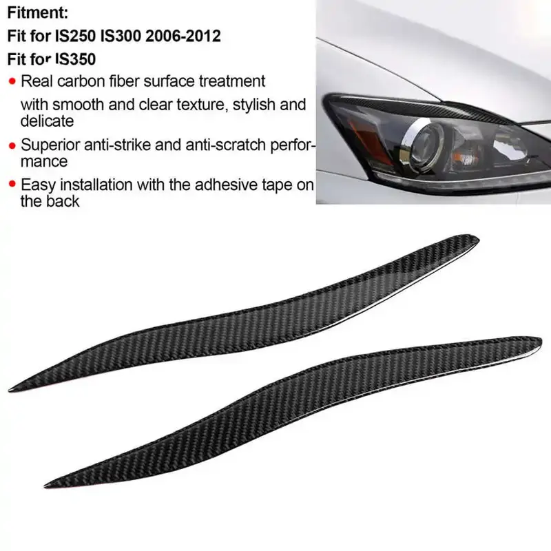 Thumbnail: Car Cover Car-styling Pair Carbon Fiber Headlight Eyebrow Eyelids Cover Sticker