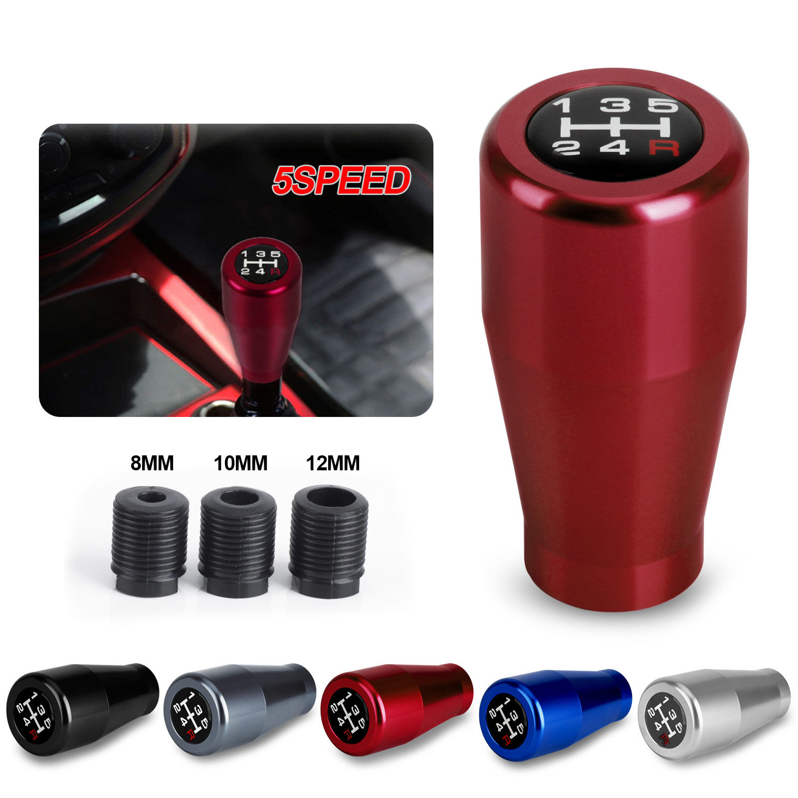 5 Speed Car Universal Gear Shift Knob Aluminium Racing Shift Lever For Manual Tr