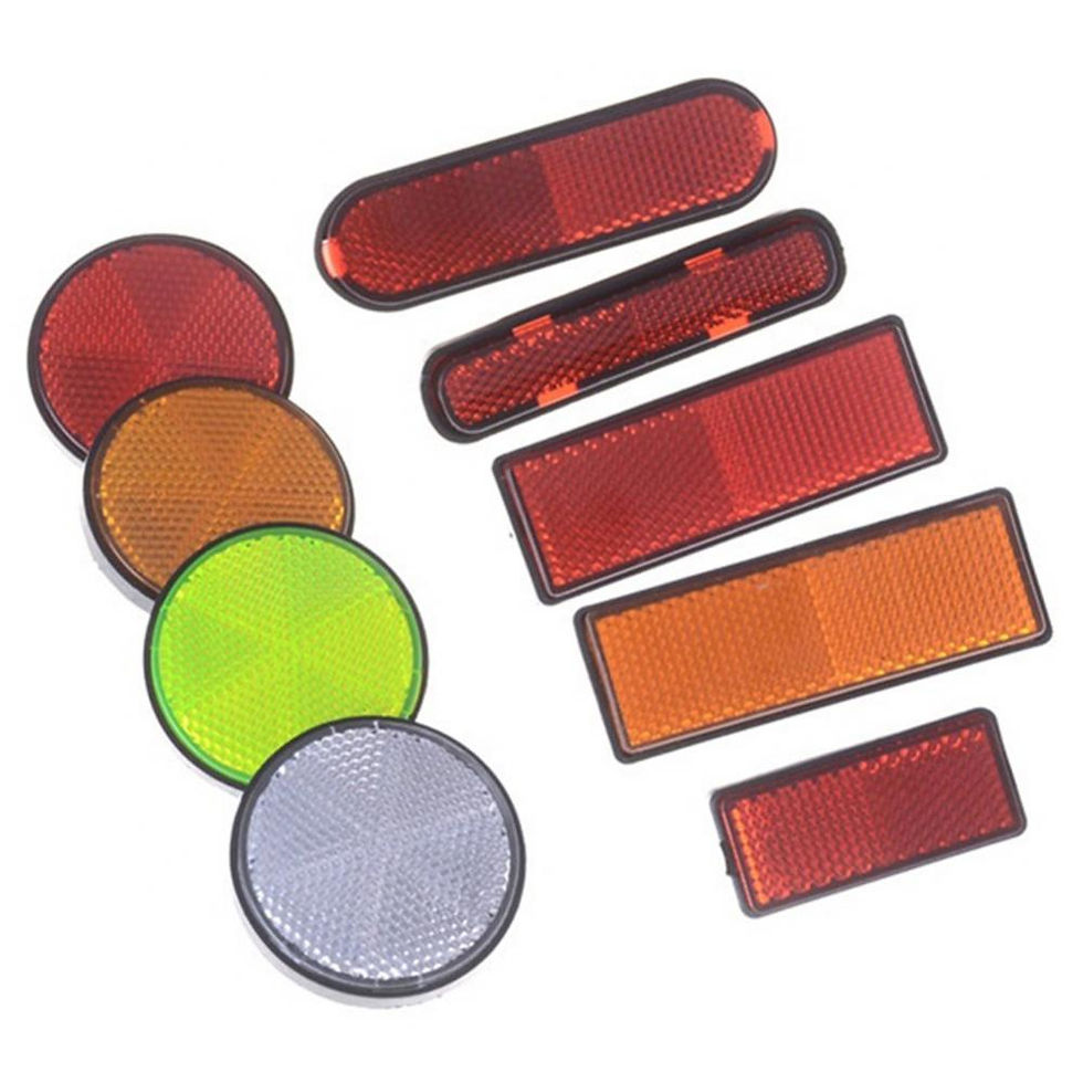 Thumbnail: 2Pcs Plastic Lattice Reflector Rectangle Round Car Motorcycle Bike Electric Vehi