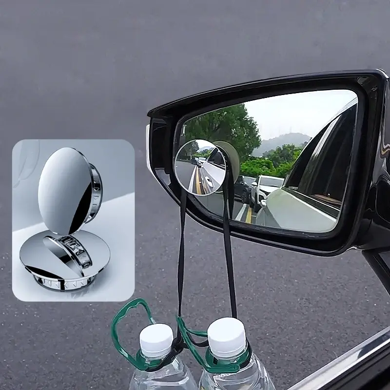 Thumbnail: SEAMETAL 2Pcs Round Frameless Convex Blind Spot Mirror Wide-angle 360 Degree Adj