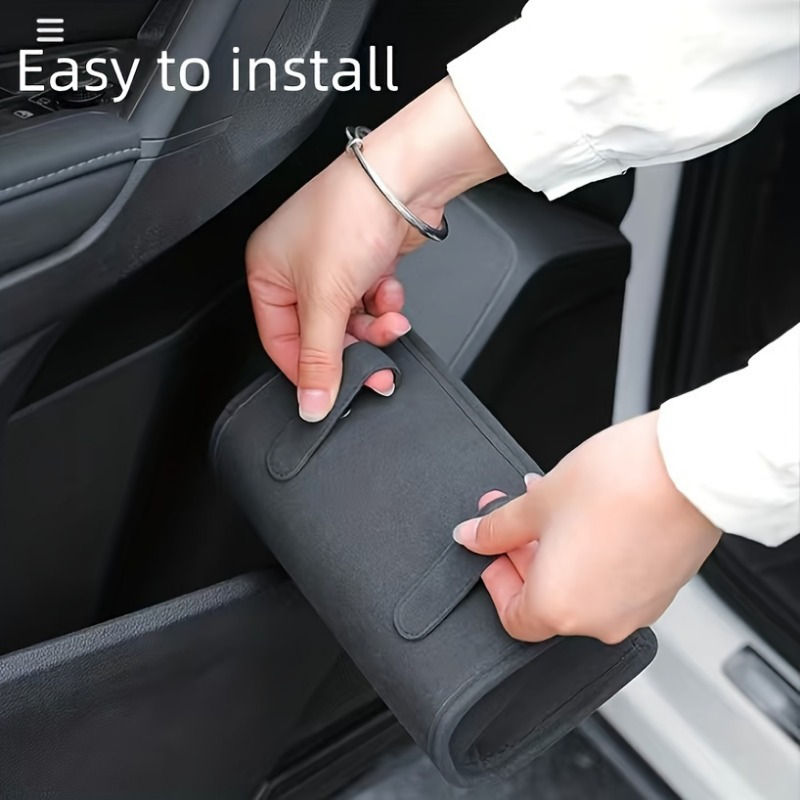 Thumbnail: 1pc car trash bin, side door storage box, seat back hanging storage box, multi-f