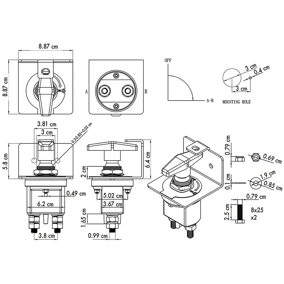 Thumbnail: 12V Battery Circuit Cutter Disconnector Isolator 500A Battery Kill Switch Circui