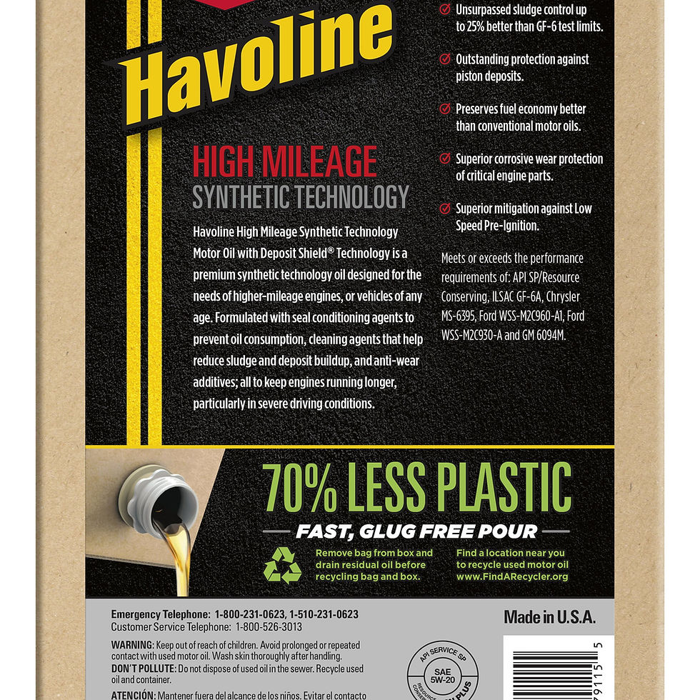 Thumbnail: Chevron Havoline High Mileage Synthetic Technology Motor Oil 5W-20, 6 Quart..