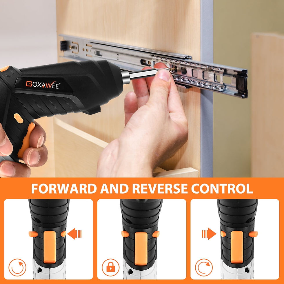 Thumbnail: GOXAWEE Cordless Electric Screwdriver with Pivoting Handle, LED Light and 4..