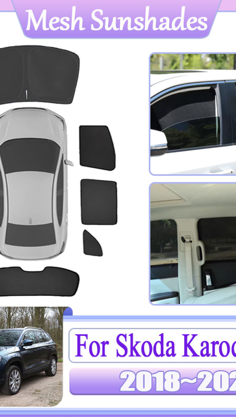 For Skoda Karoq NU7 2018-2025 2020 Car Mesh Sun Shade Magnetic Sunshade Window A