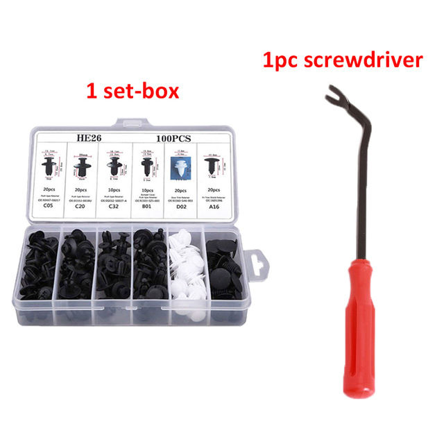 Thumbnail: 100Pcs Car Plastic Clips Fastener Screws Body Push Retainer Pin Rivet Bumper Pan