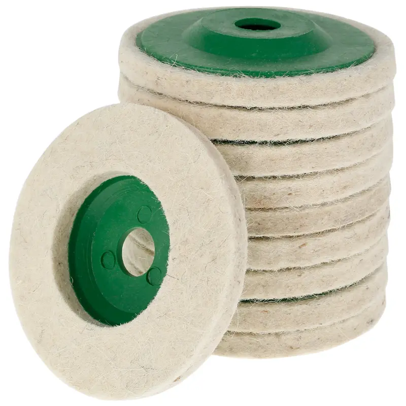 Thumbnail: 10Pcs Polishing Wheel Disc 4in Wool Felt Buffing Pads Angle Grinder Accessories