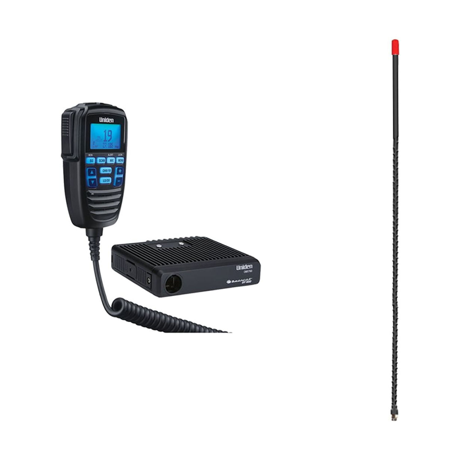 Uniden CMX760 40-CH Off-Road Compact CB Radio & Tram 3-B-HC Fiberglass CB A..