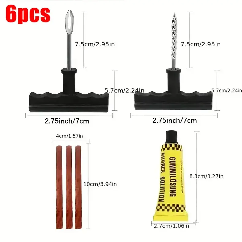 Thumbnail: Car Tire Repair Tool Kit with Rubber Strips Tubeless Tyre Puncture Studding Plug