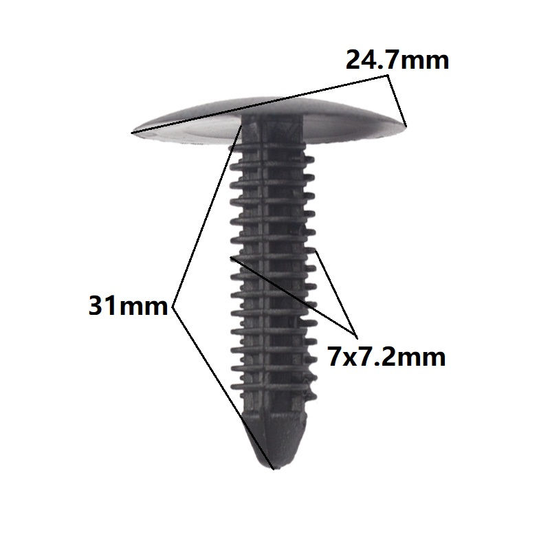 Thumbnail: Trunk length 31mm Hole 7mm Car roof Ceiling cover black plastic rivet Auto trim