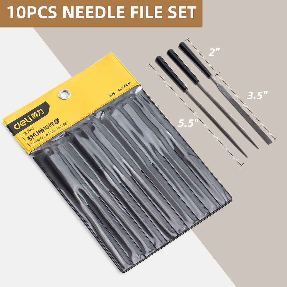 Thumbnail: Deli 10 Piece Mini Diamond Needle File Set,5.5in Alloy Steel Files,Small Me..