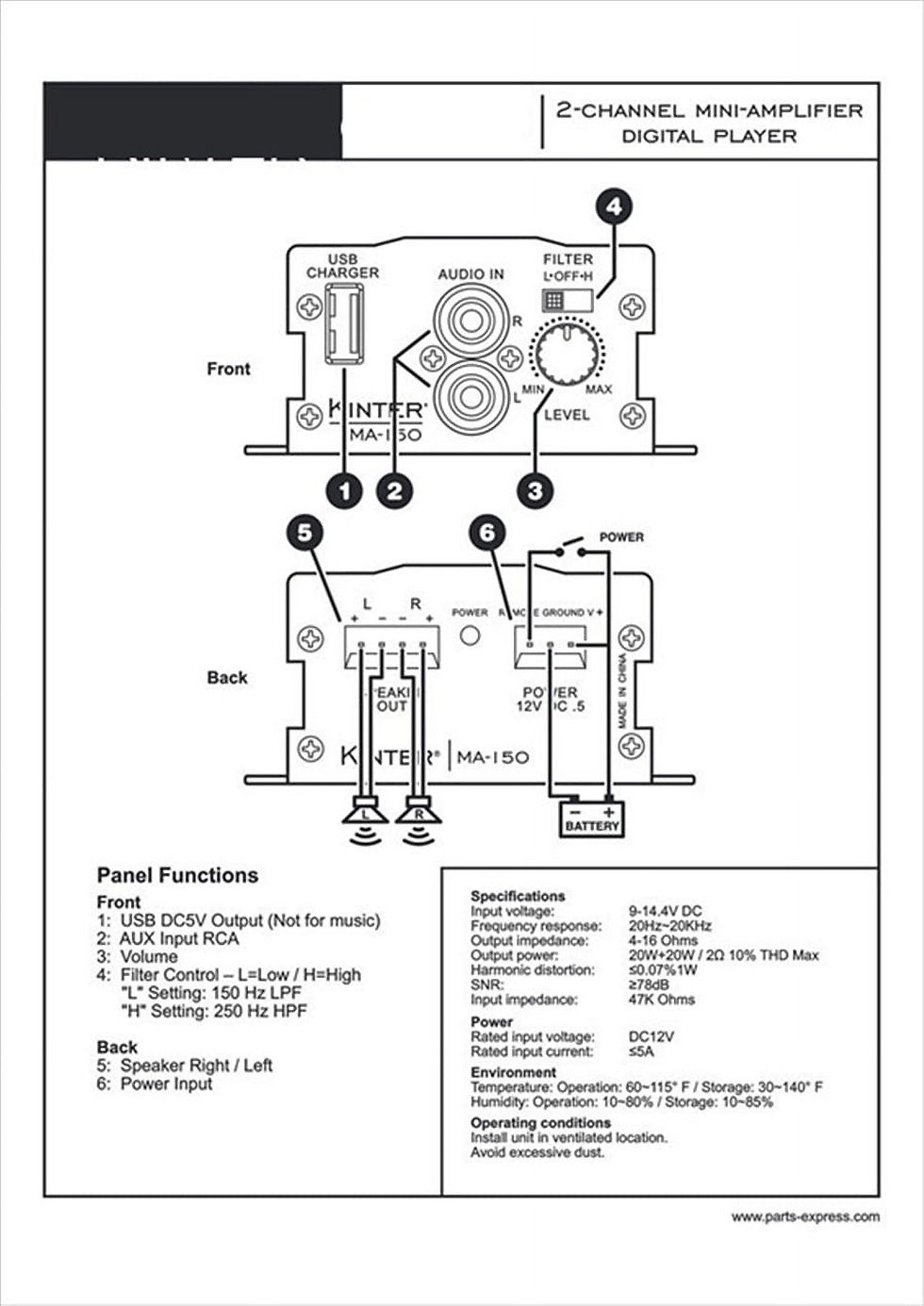 Thumbnail: Mini Hi-Fi 500W 2 Channel Stereo Audio Amplifier Amp Subwoofer