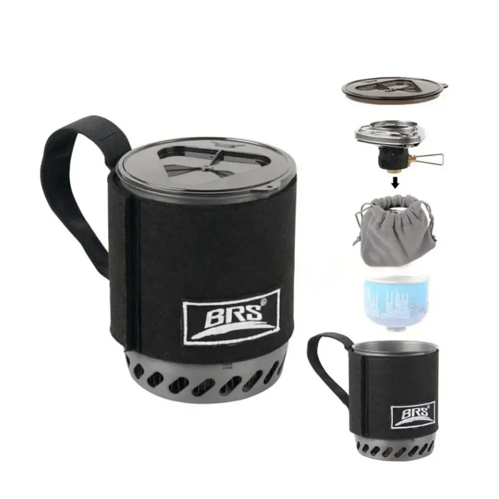 BRS 61 Camping Integrated HeatCollecting Pot Burner Ultralight Portable Hiking F