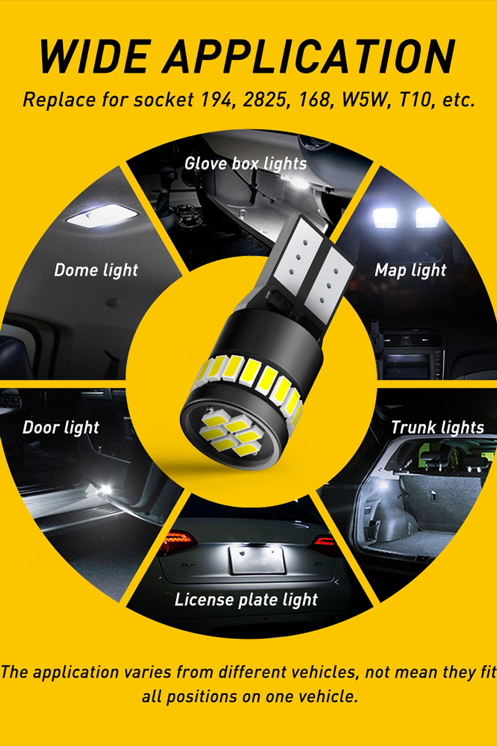 Thumbnail: AUXITO 10Pcs W5W LED T10 LED Canbus Light Bulbs Car Parking Position Clearance L