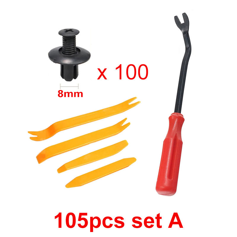 Thumbnail: Car Fastener Clips Set Fender Rivet Clips Kit 6mm/8mm Auto Body Bumper Door Trim