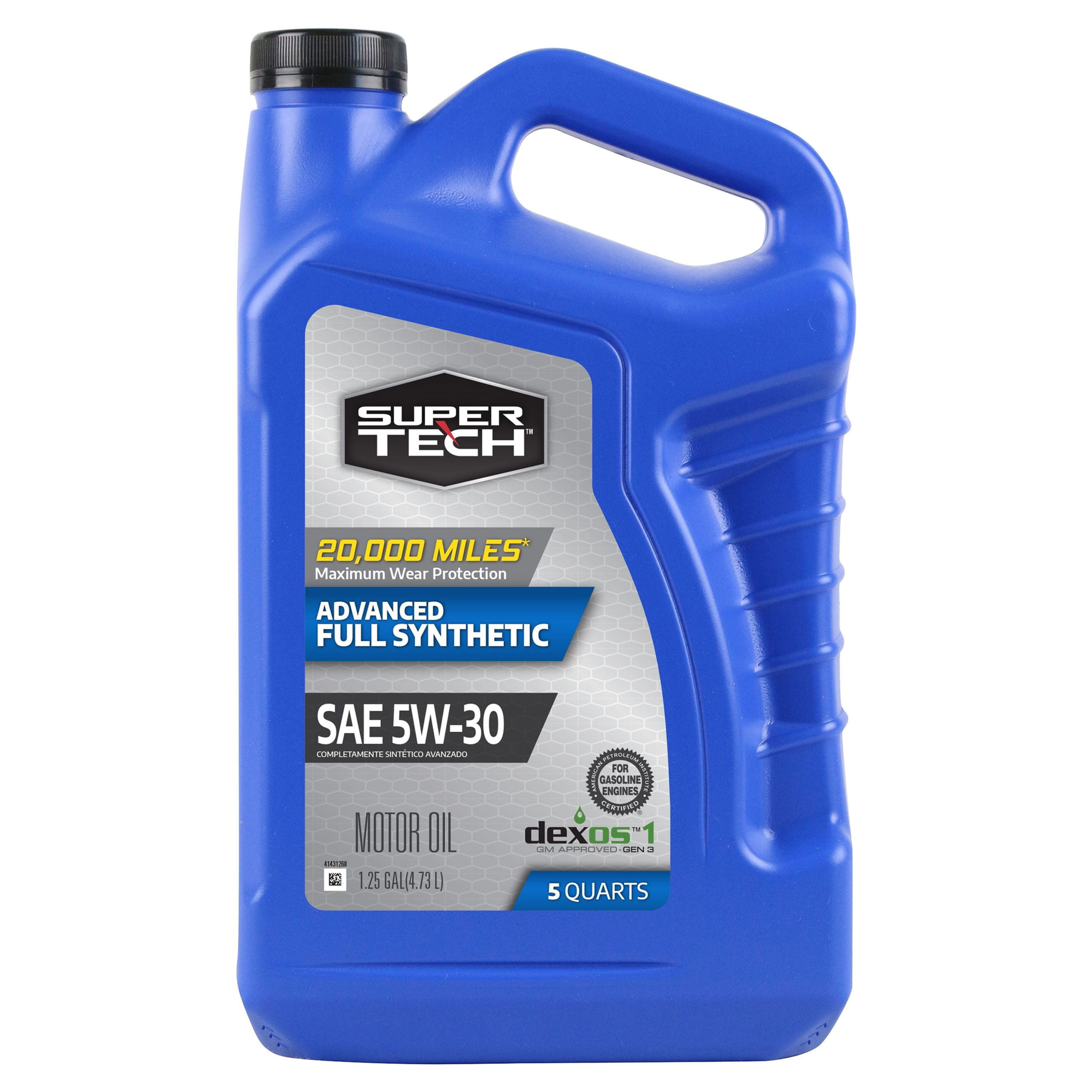 Super Tech Advanced Full Synthetic Motor Oil SAE 5W-30, 5 Quarts