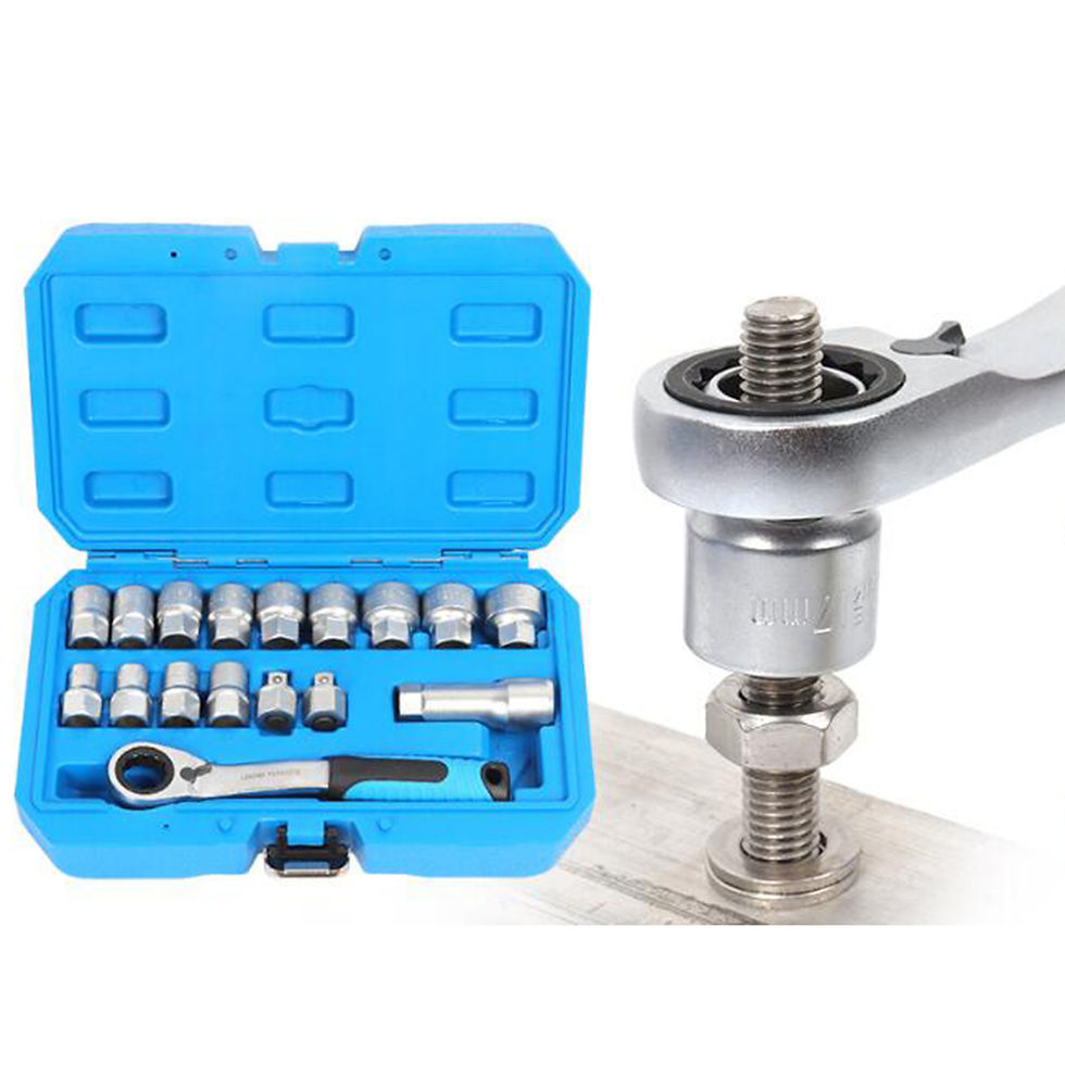 Thumbnail: 17Pcs Generic Socket Ratchet Wrench Set Spanner Storage Case Mechanic Tool Drill