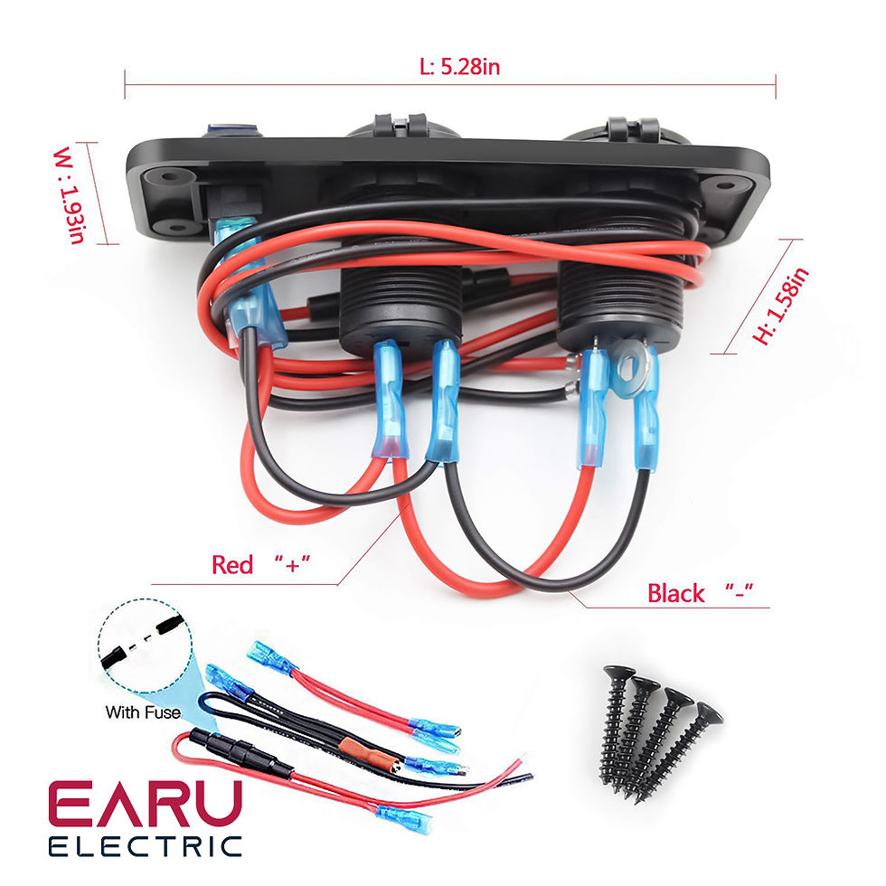 Thumbnail: QC3.0 PD Dual USB Fast Charger Socket Multi Port Panel Cigarette Lighter Splitte