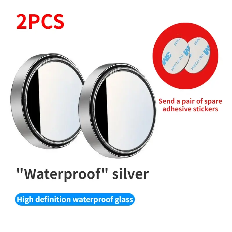 Thumbnail: 2Pcs 360 Degree Adjustable Blind Spot Mirror Car Auxiliary Rearview Convex Mirro
