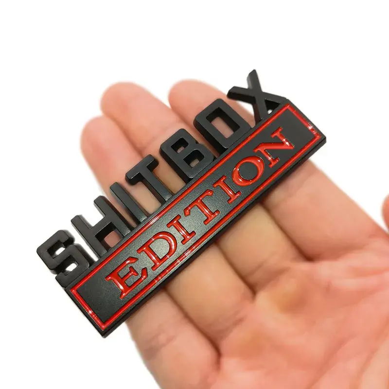 1Pcs 3D Chrome Black Red Metal Emblem SHITBOX EDITION Badge Car Tail Side Sticke