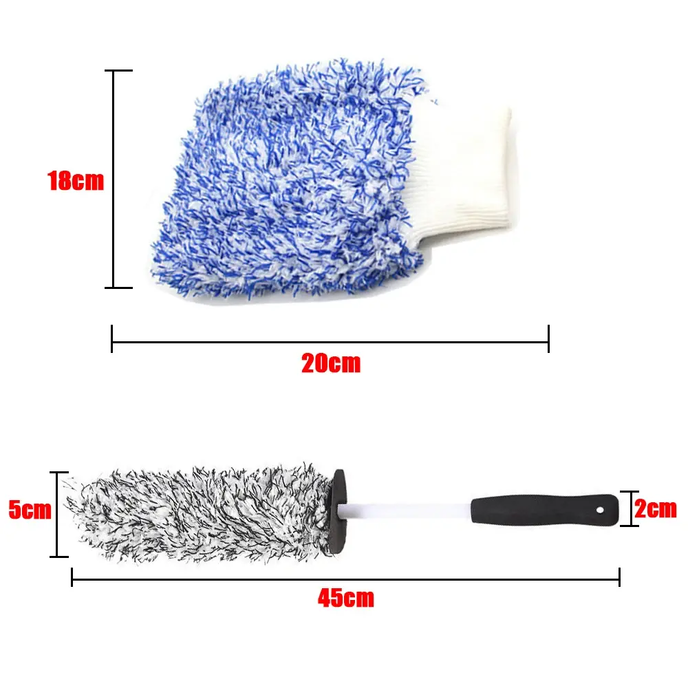 Car Microfiber Wash Brush Plush Wheels Brush Non-Slip Handle Easy To Cleaning Ri