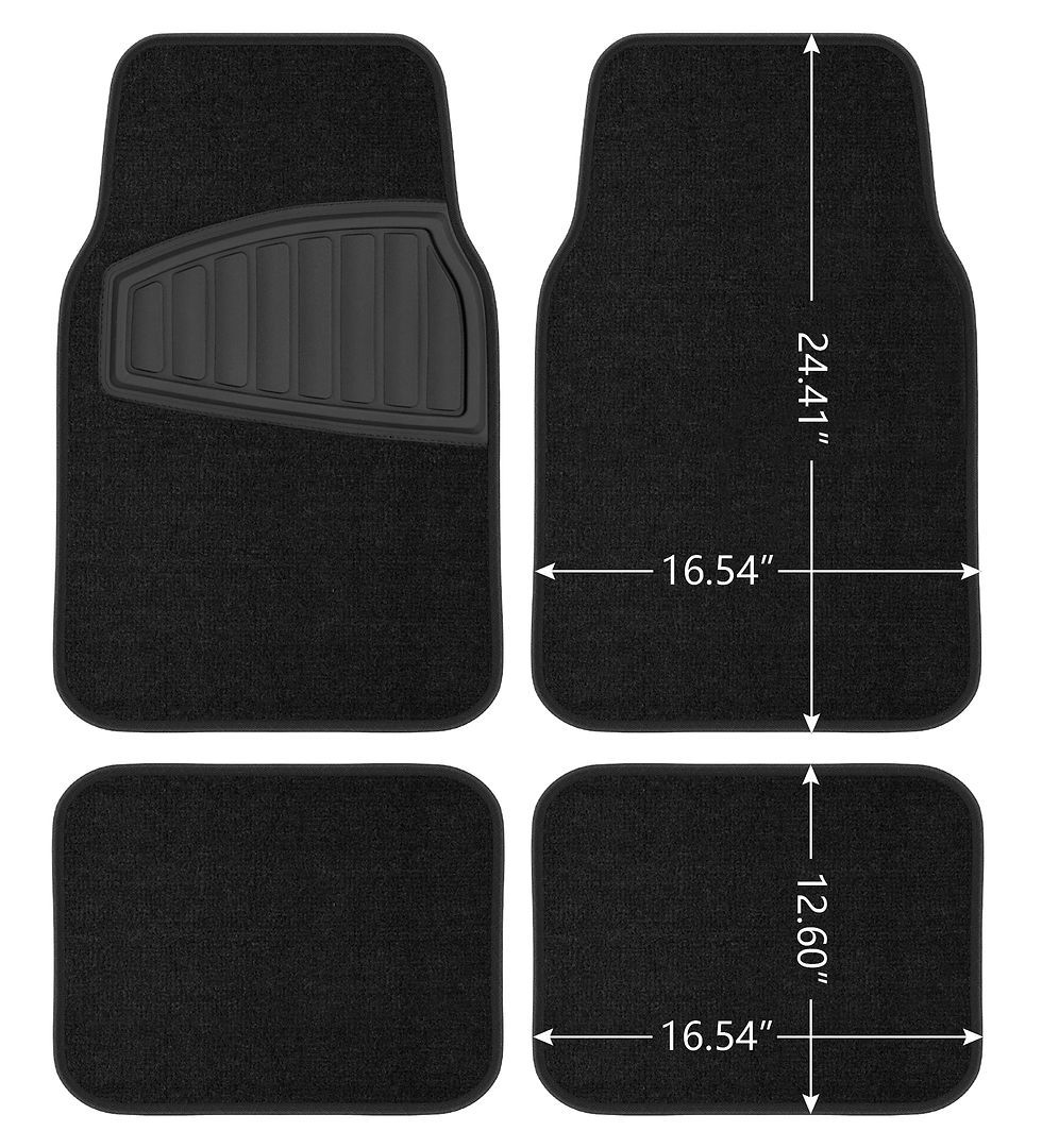 Thumbnail: 4PC Carpet Floor Mat Tufted Carpet Black - Universal Fit, 202WM38