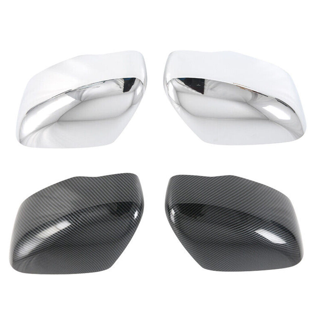2Pcs Car Rear View Side Mirror Cover Trim Carbon Fiber/Chrome Left Right For Nis