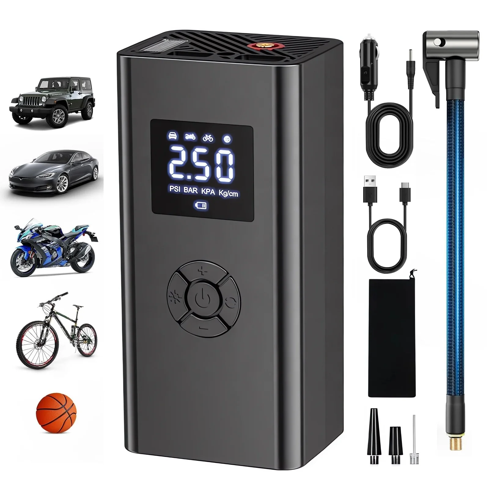 Portable Tire Inflator Cordless Air Compressor 150PSI 12V Air Pump for Car Tires