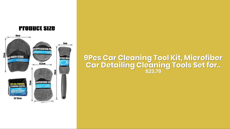 Thumbnail: 9Pcs Car Cleaning Tool Kit, Microfiber Car Detailing Cleaning Tools Set for..