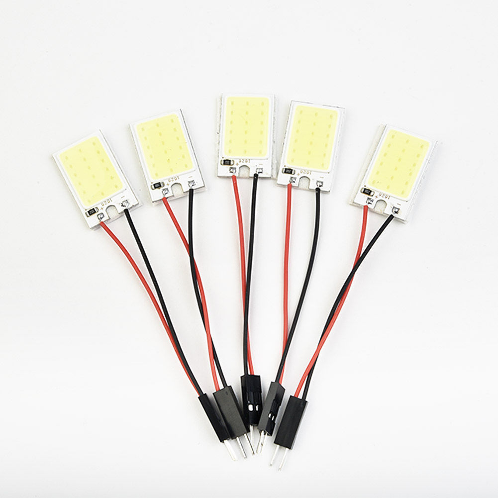 5pcs White COB 18 LED Chips Panels Car Interior Dome Light Bulb For T10 Adapter