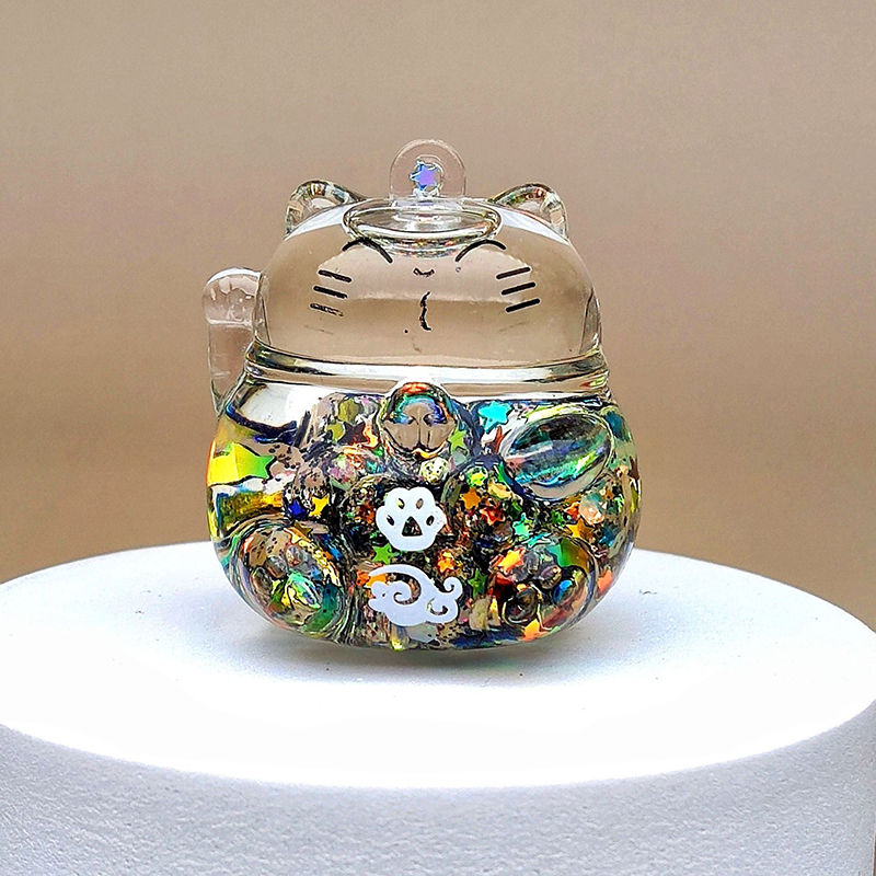 Thumbnail: 1pcs Mini Resin Cartoon Cat Miniature Figures 3D Luminous Little Ornament Micro