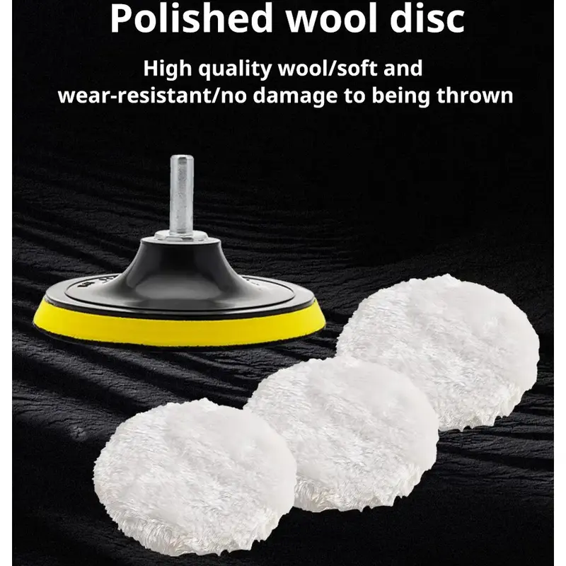 Thumbnail: 5Pcs 3 Inch Polishing Kit Car Polishing Pad Car Waxing Sponge Disk Wool Wheel Au