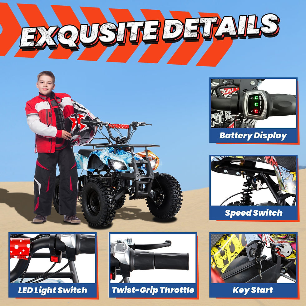 Thumbnail: 500W Dirt Quad - 36V Powered Ride-on, Electric 4-Wheeler for Kids Teenager,..