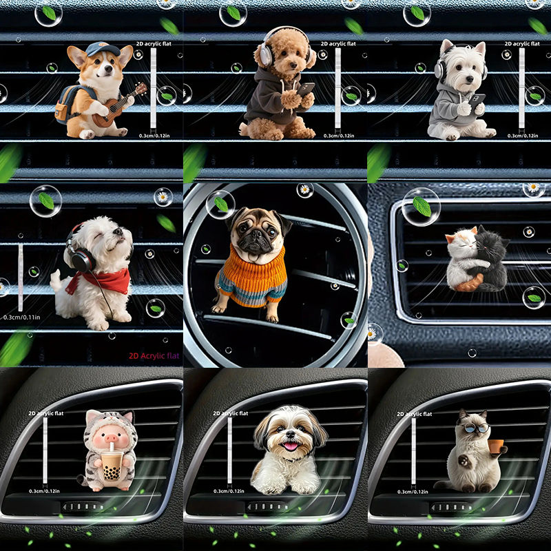 1Pc Acrylic Car Vent Clip Aromatherapy Air Freshener Holder 2D Decorative Clip O