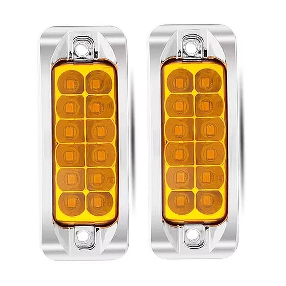 2pcs LED Clearance Lights 12/24V Amber Side Marker Turn Signal Lamp for Truck &