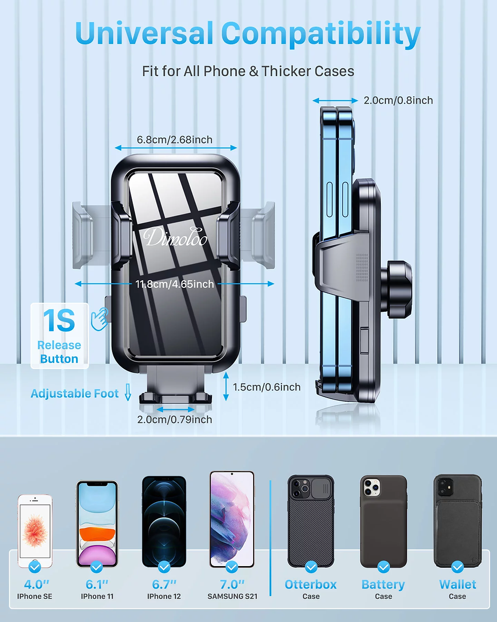 Thumbnail: Phone Mount for Car (3 in 1) Dashboard Windshield Air Vent [Multi-Angle Adjustme
