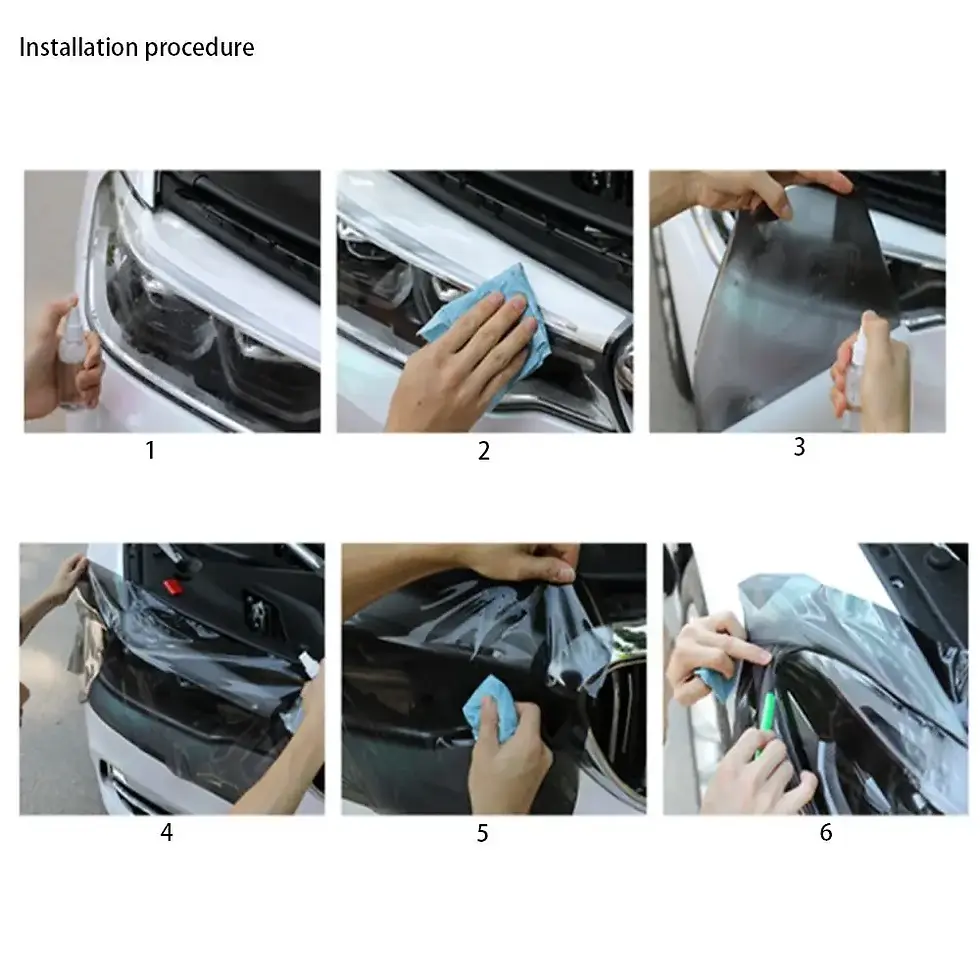 Thumbnail: Car Headlight Lamp Film PVC Fog Lamp Sticker Car Headlight Tailing Moulding Foil