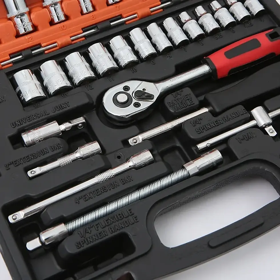Thumbnail: 46/53 Piece/Set of Car Repair Tool Kit 1/4-Inch Socket Set Car Repair Tool Ratch