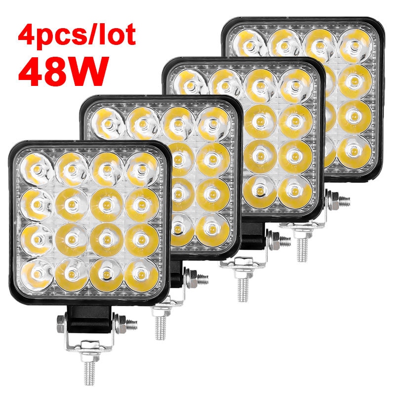 4pcs Car LED Bar Worklight 48W Offroad Work Light 12V Light Fog Lamp 4x4 LED Tra