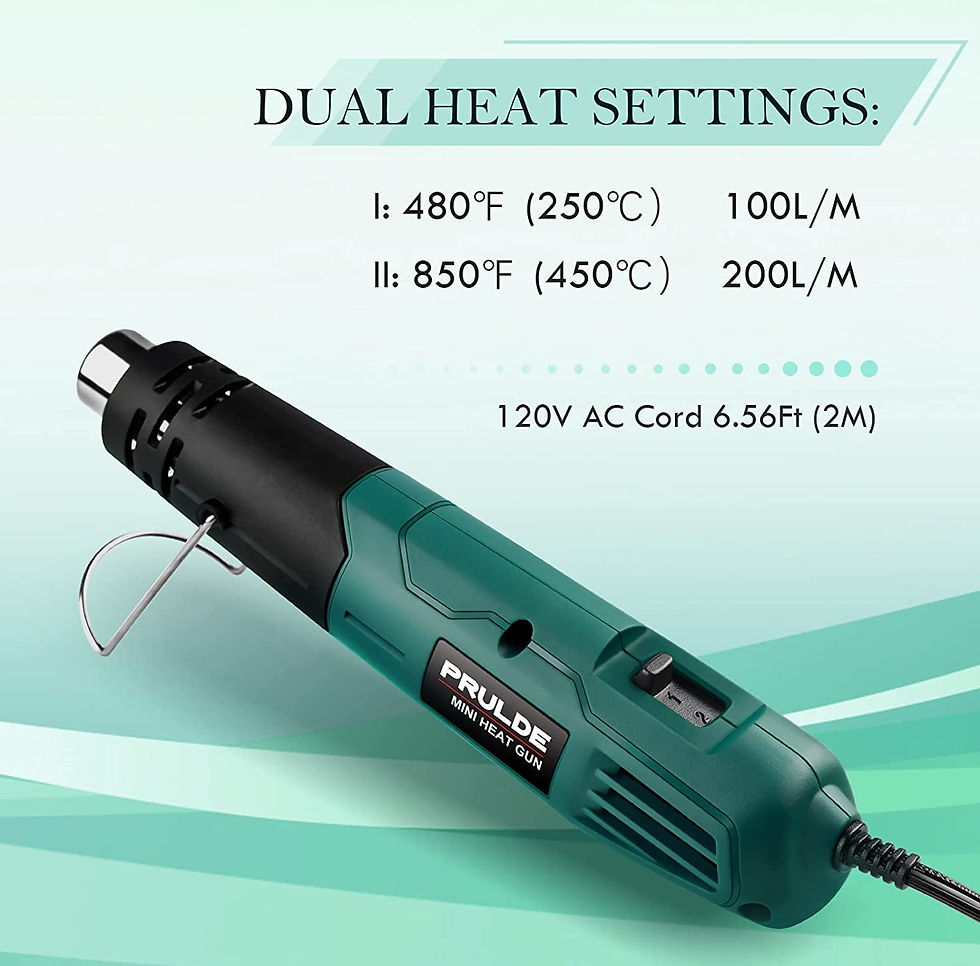 Thumbnail: PRULDE Mini Heat Gun, 380W/480°F-850°F Dual Tempture Hot Air Gun for Crafts..