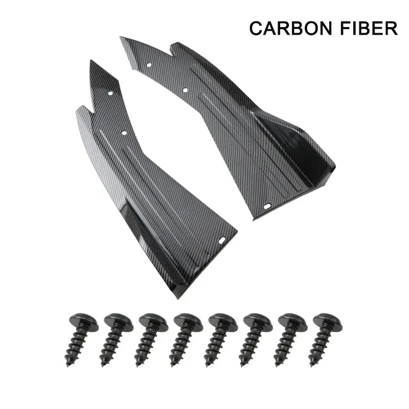 Thumbnail: Universal Glossy Black Carbon Car Back Rear Bumper Spoiler Corner Protector Diff
