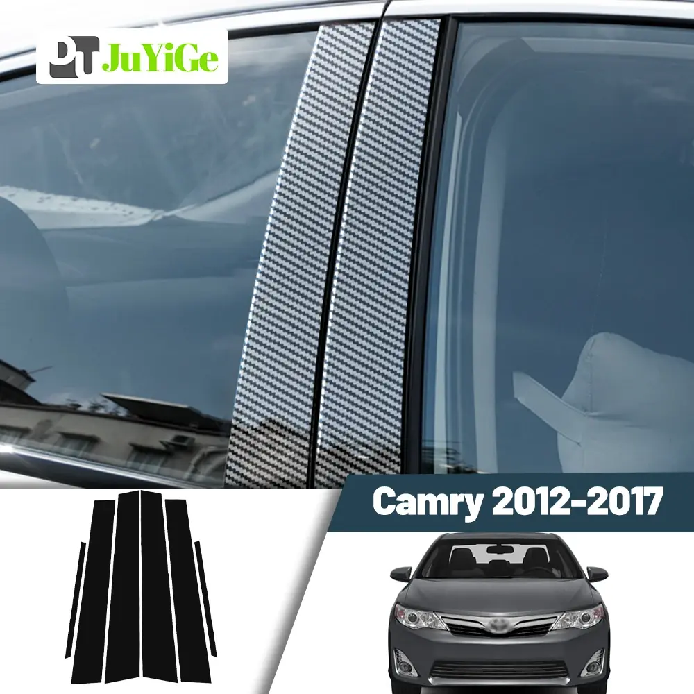 Glossy Black Carbon Fiber Window Door Deal B C Pillar Post Cover Sticker For Toy