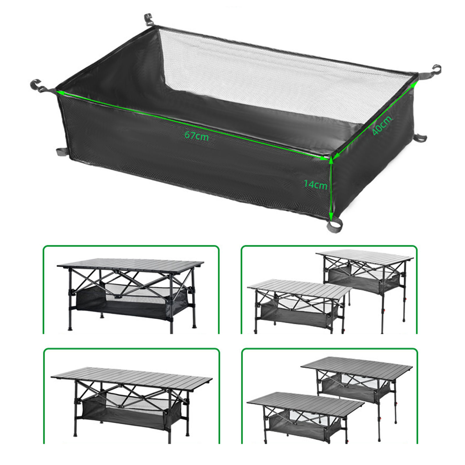 Camping Table Hanging Net Mesh Basket Organizer Rack Bag Net Bag Under Table Sto